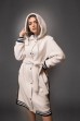 Белое шерстяное эко пальто с капюшоном